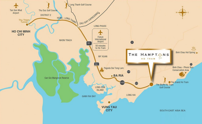 Vị trí dự án Hamptons Hồ Tràm